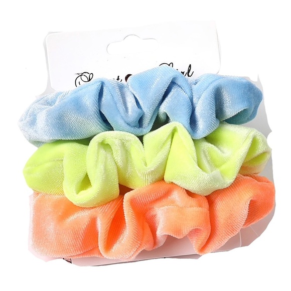 Velvet Neon Set Of 3 Scrunchies - Picture 1 of 1